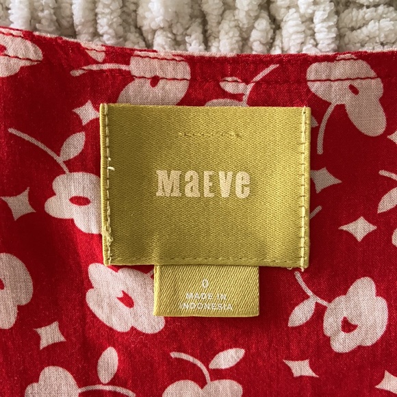 Maeve Anthropologie Sleeveless Red Floral Top Sz 0 - Picture 8 of 11